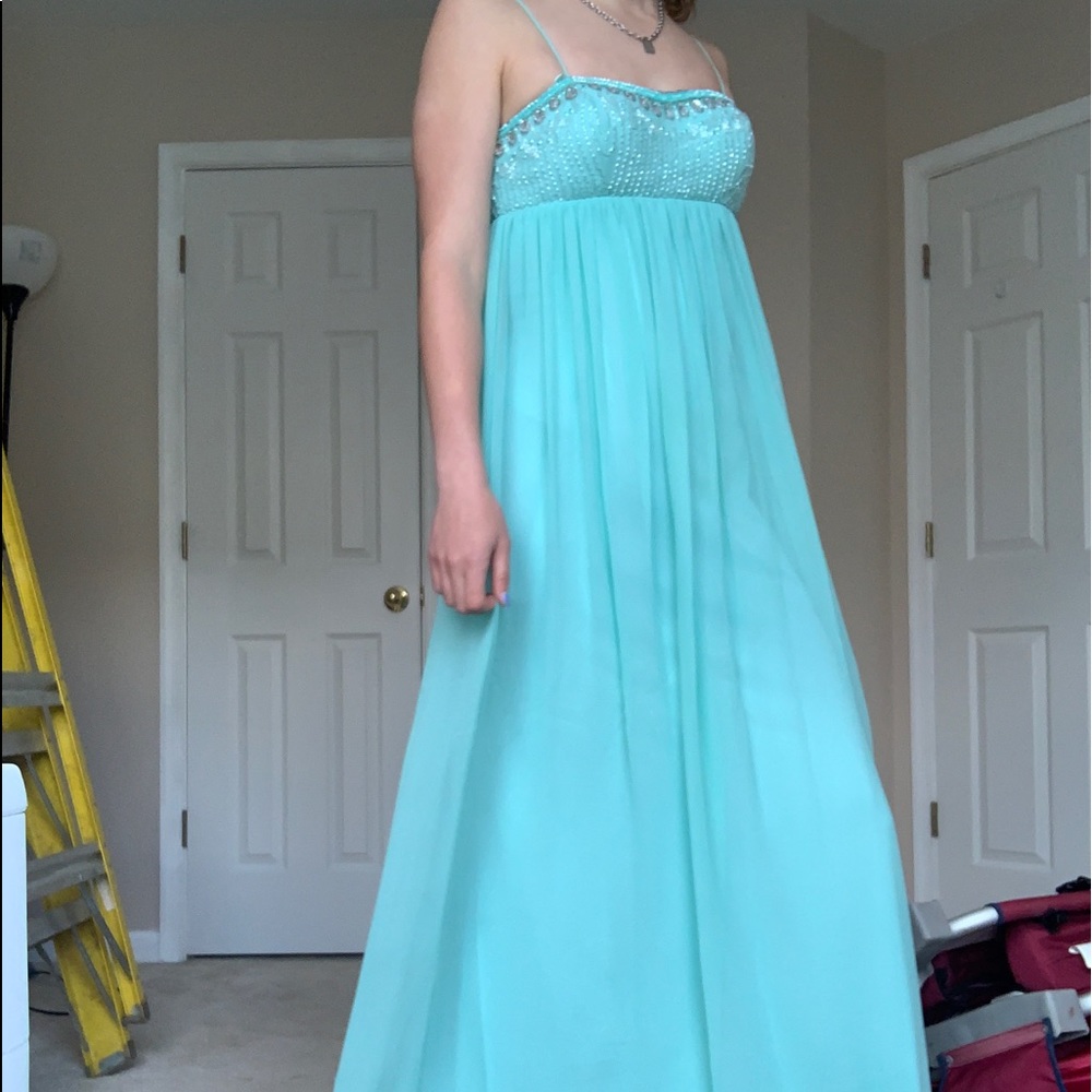 Blue Rhinestone Prom Dress - Picture 2 of 3